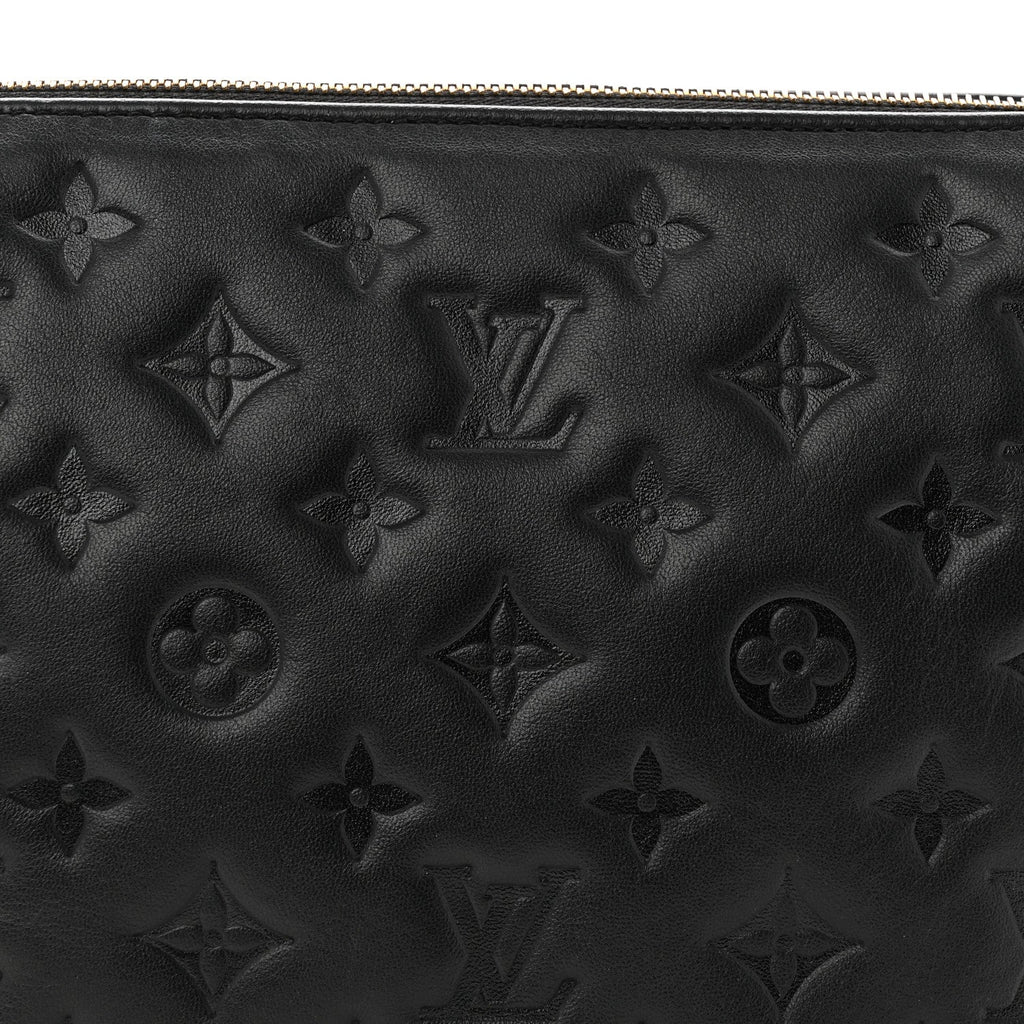Louis Vuitton Lambskin Embossed Monogram Coussin PM Black