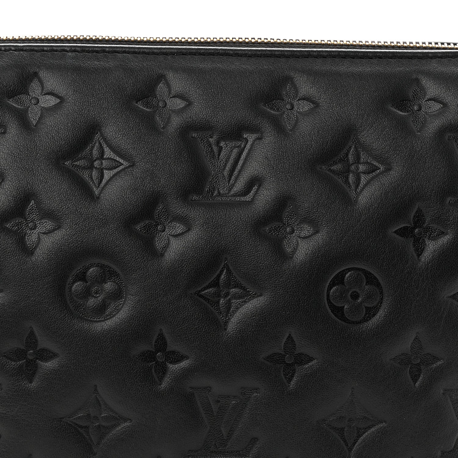Louis Vuitton Lambskin Embossed Monogram Coussin PM Black