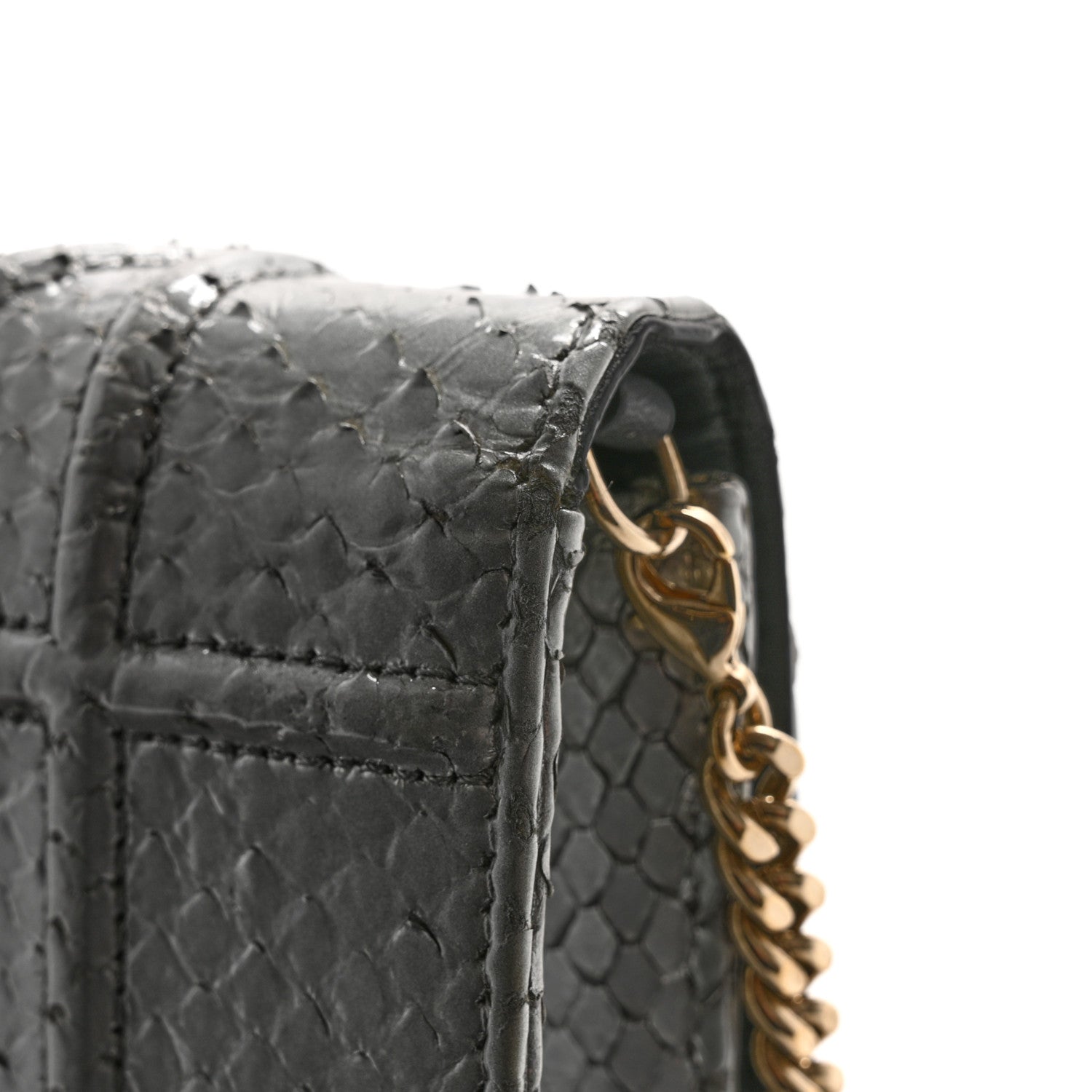 Christian Dior Snakeskin Diorama Wallet on Chain Pouch Silver