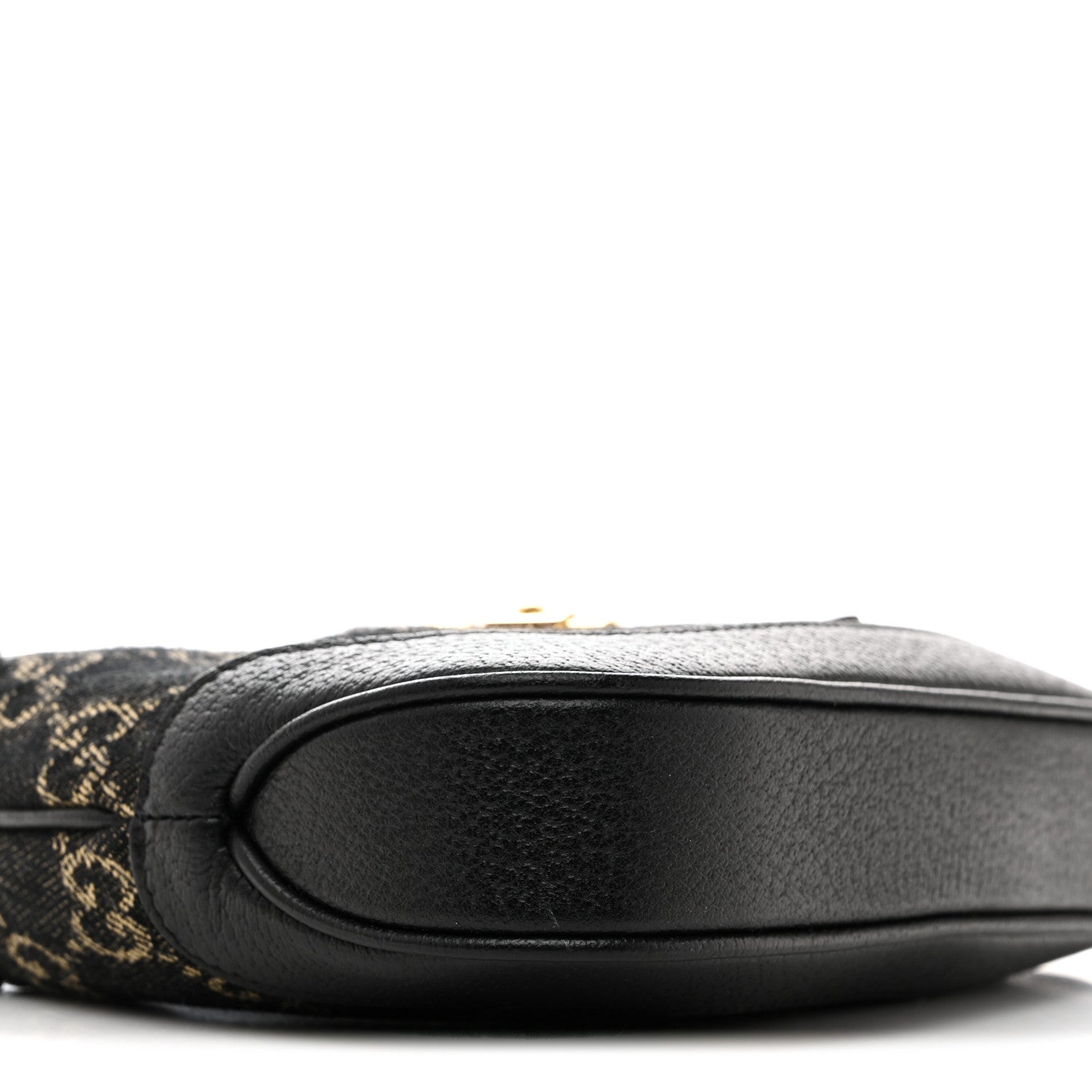 Gucci Jacquard Black Denim GG Monogram Textured Dollar Calfskin Mini Jackie 1961 Hobo Black Ivory