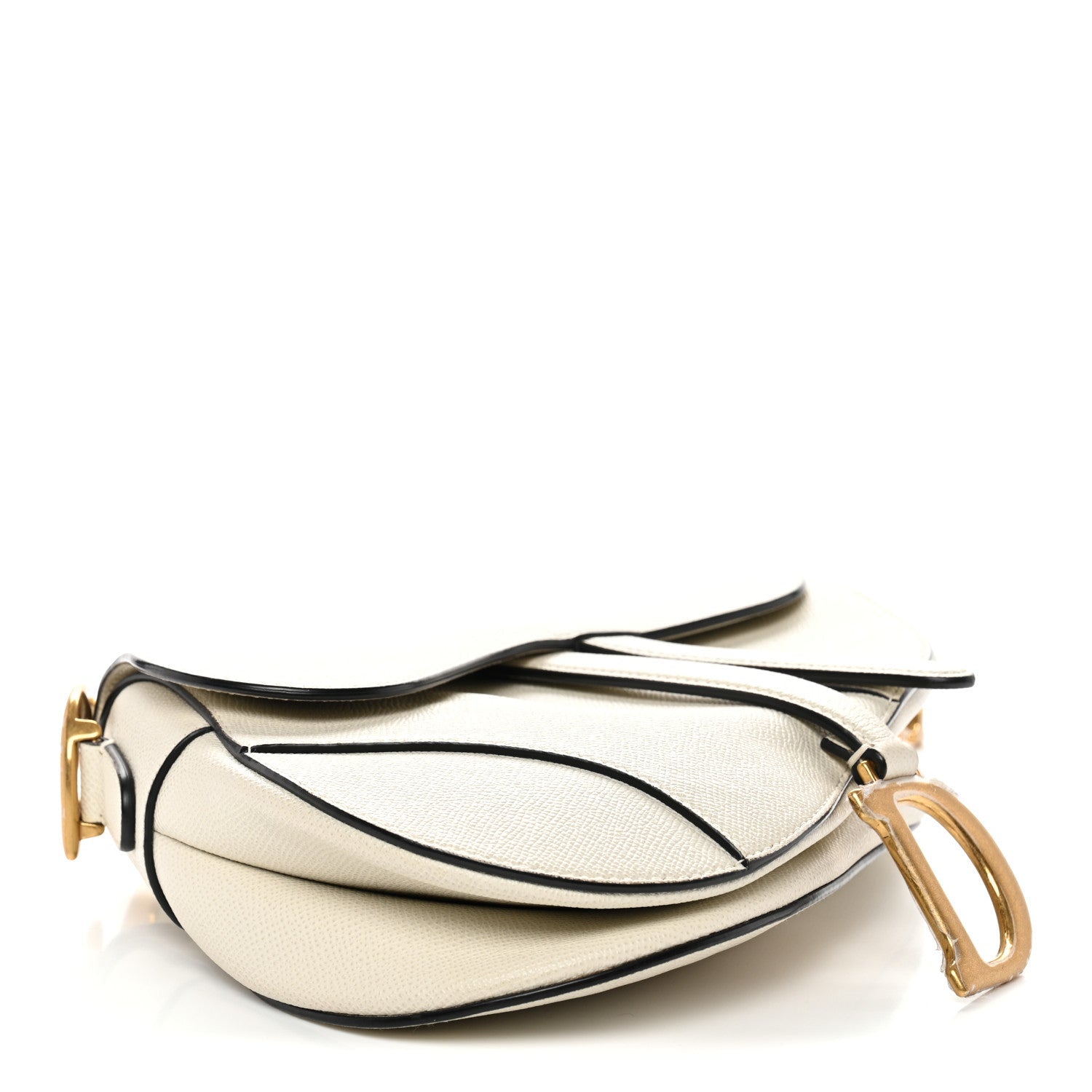 Christian Dior Grained Calfskin Saddle Bag White
