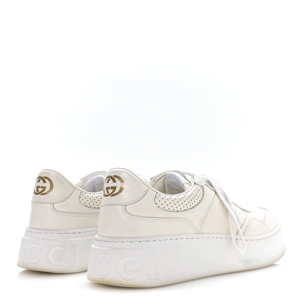 Gucci Calfskin GG Tennis Embossed Perforated Mens Interlocking G 55mm Sneakers 9.5 Great White