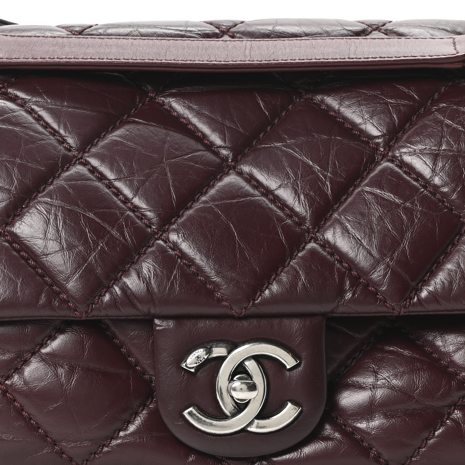 Chanel Aged Calfskin Medium New Portobello Flap Burgundy
