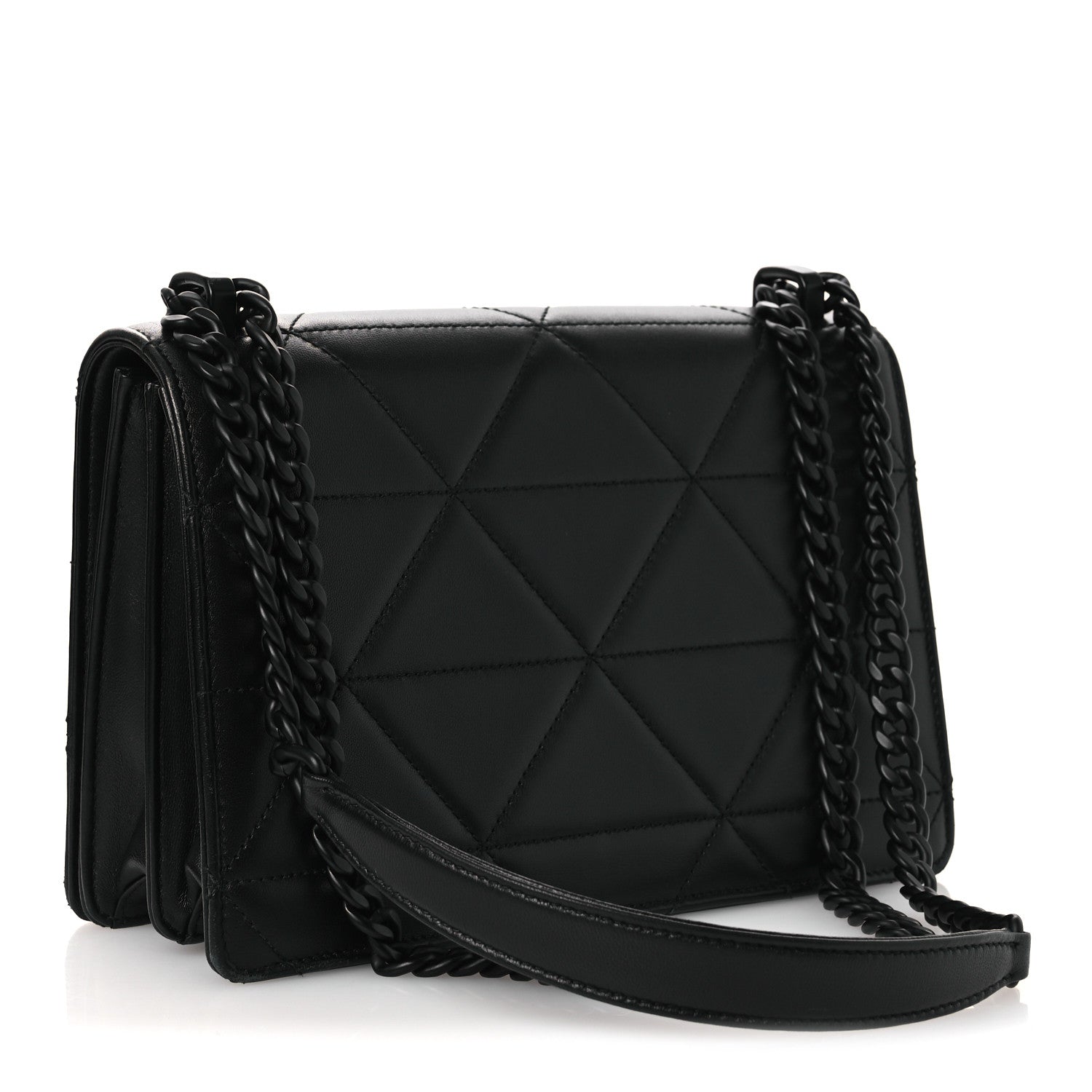 Prada Nappa Triangle Stitched Spectrum Shoulder Bag Black