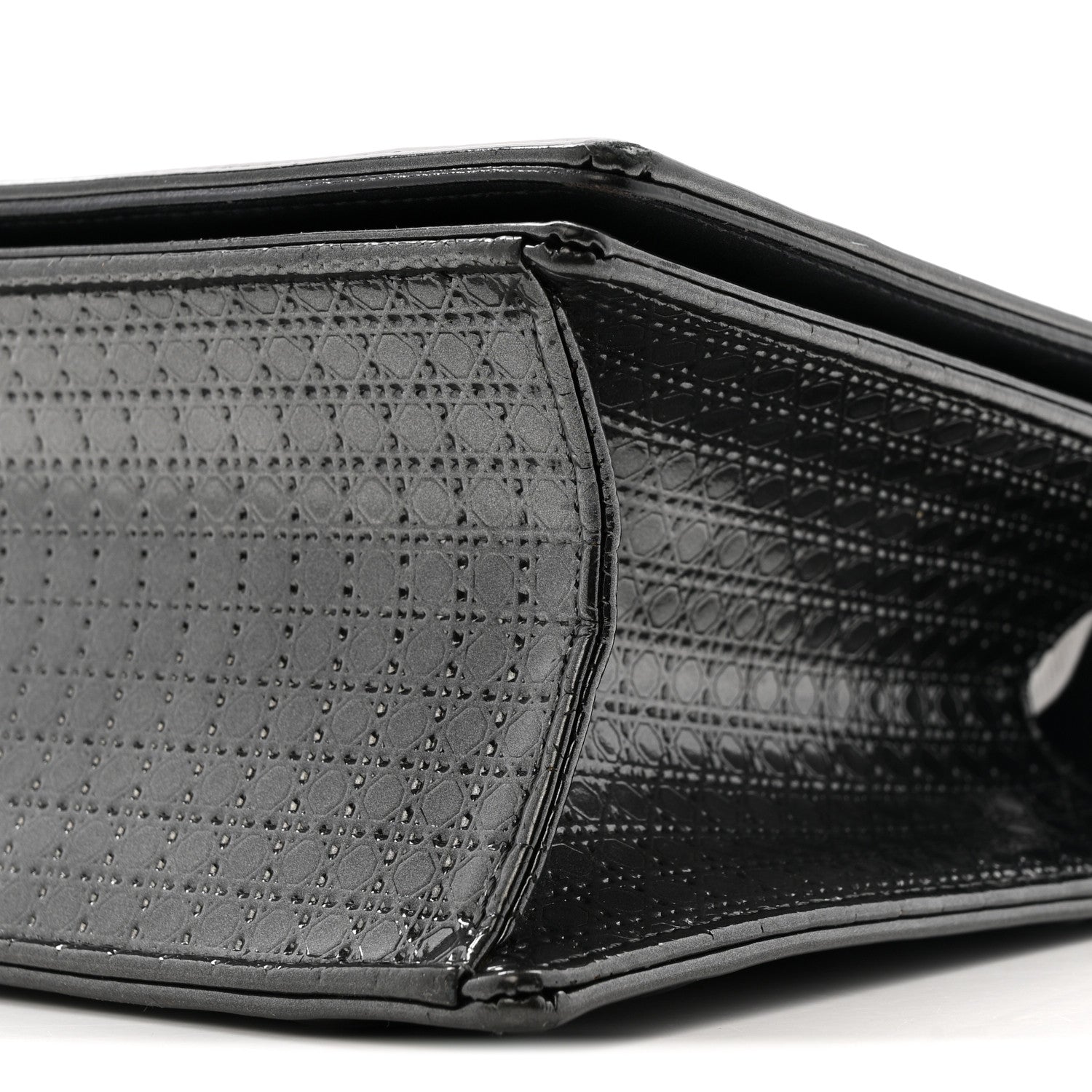 Christian Dior Metallic Patent Micro-Cannage Medium Diorama Flap Bag Onyx Black