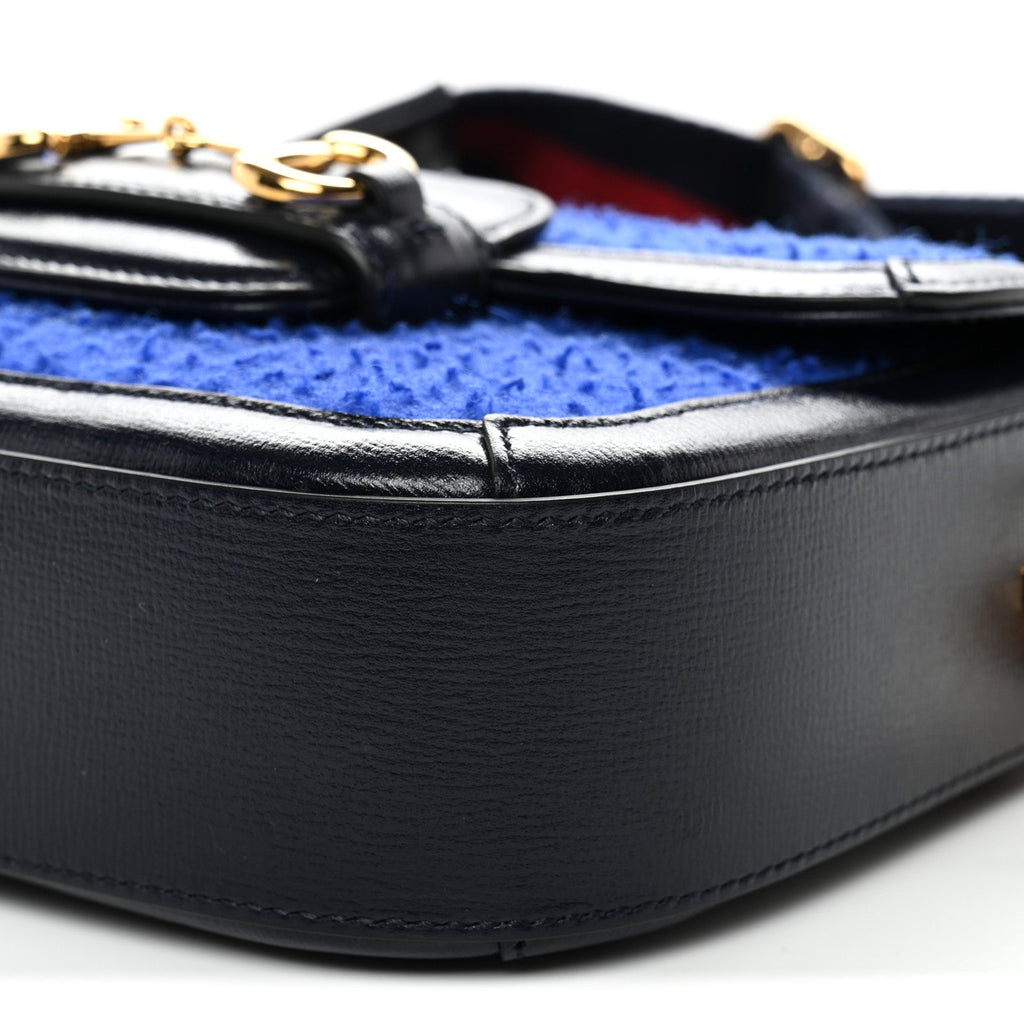 Gucci Casy Wool Azalea Calfskin Mini Horsebit 1955 Shoulder Bag Blue China