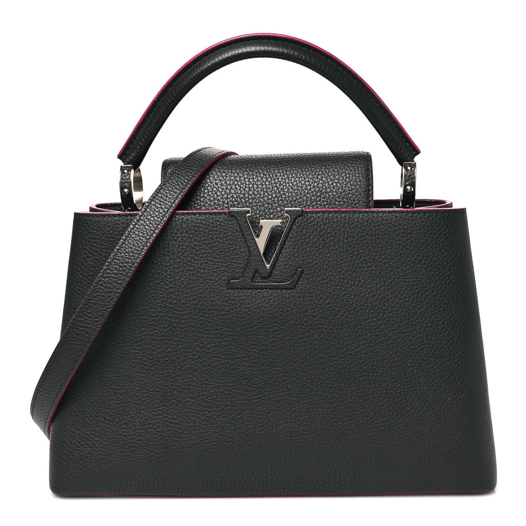 Louis Vuitton Taurillon Capucines PM Black Fuchsia