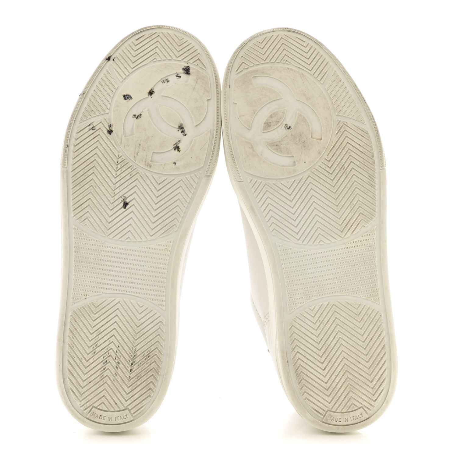 Calfskin Womens CC Logo Sneakers 38.5 White