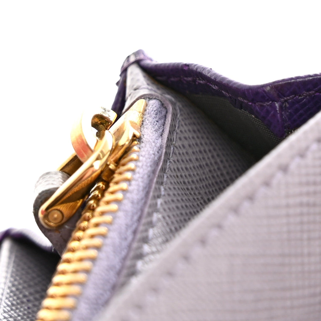 Prada Saffiano Lux Continental Flap Travel Wallet Viola Multicolor