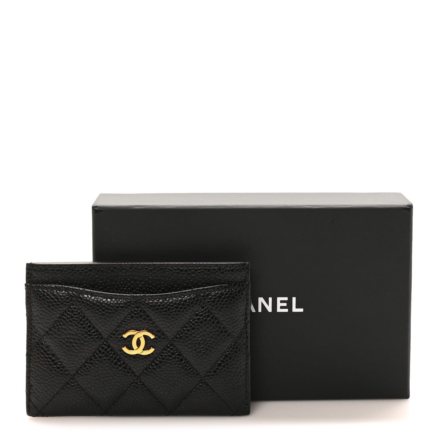 Caviar Quilted Card Holder Black