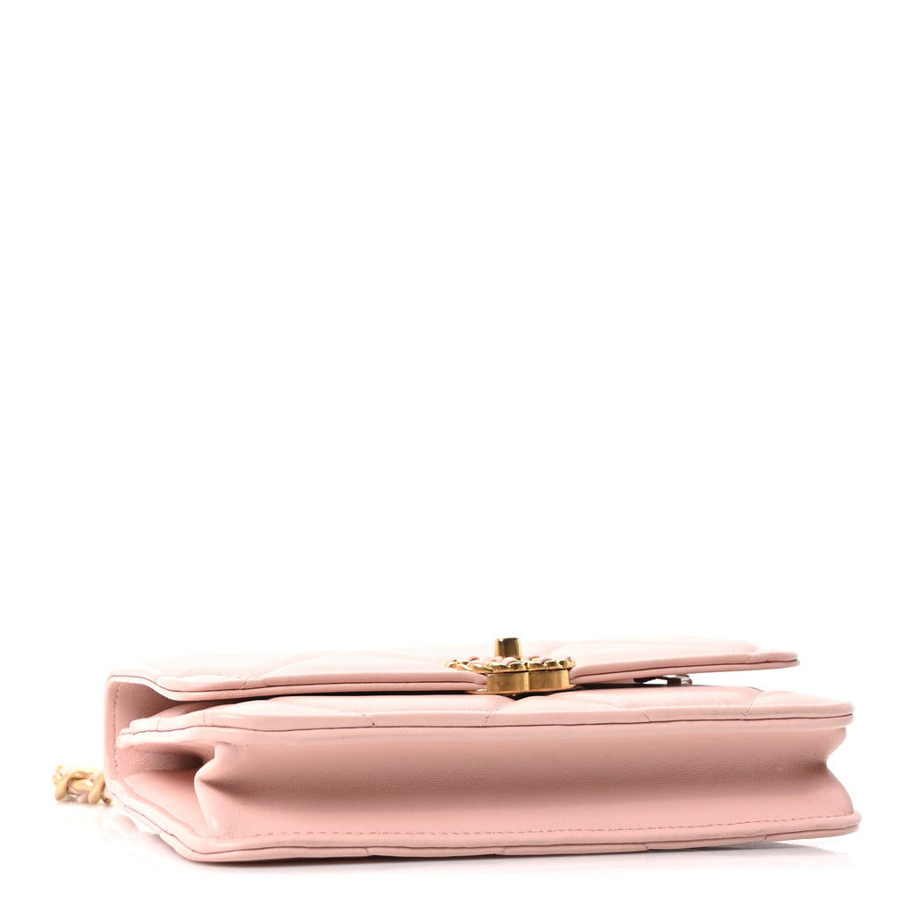 Chanel Lambskin Quilted Chanel 19 Wallet On Chain WOC Light Pink