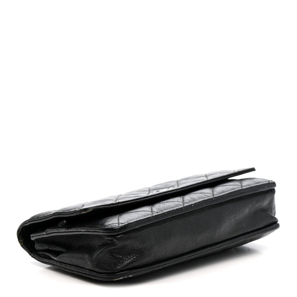 Chanel Crumpled Calfskin Quilted Wallet On Chain WOC So Black