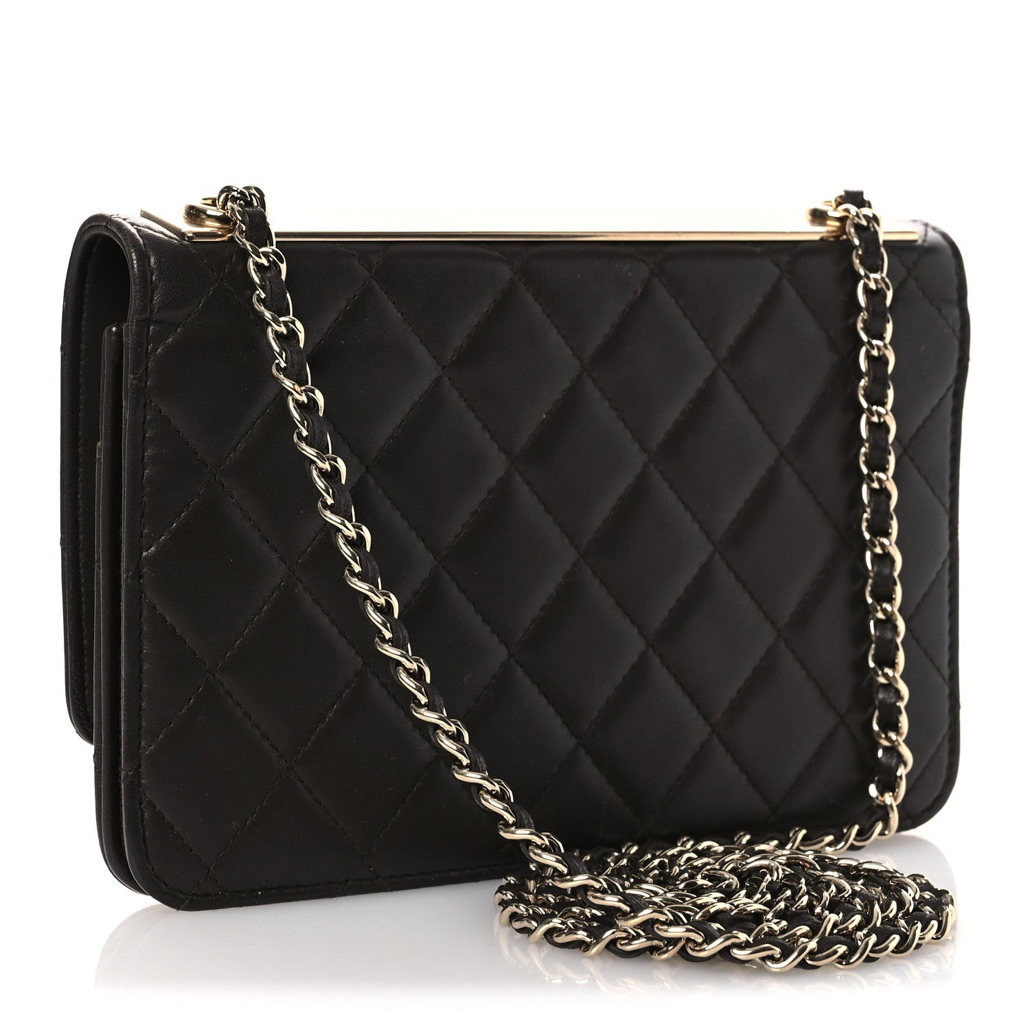 Chanel Lambskin Quilted Trendy CC Wallet On Chain WOC Dark Brown