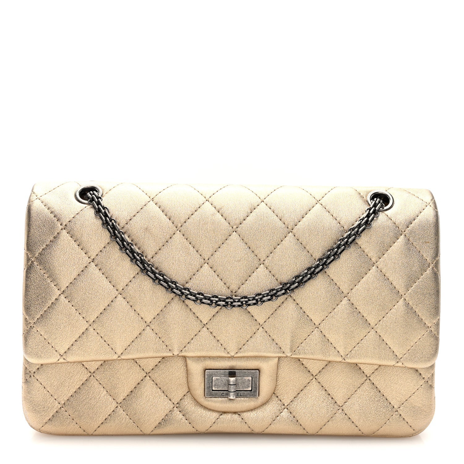 Chanel Metallic Aged Calfskin Quilted 2.55 Reissue 227 Flap Pale Gold