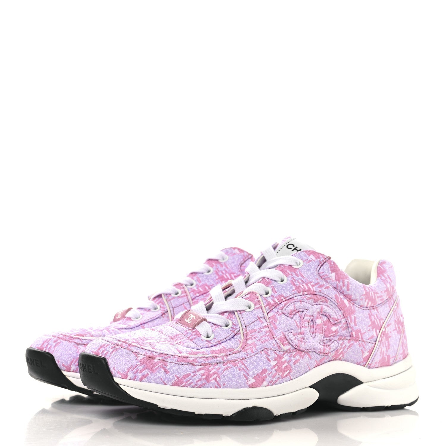 Chanel Tweed CC Sneakers 39 Pink