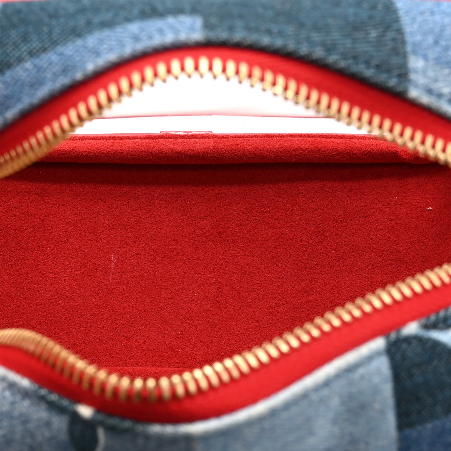 Louis Vuitton Denim Damier Monogram Patchwork PVC Beach Pouch Blue Rouge