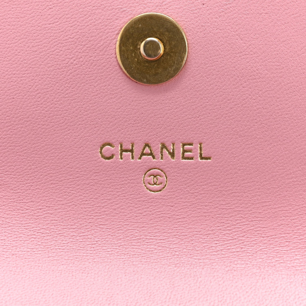 Chanel Lambskin Quilted Pick Me Up Mini Wallet On Chain Light Pink
