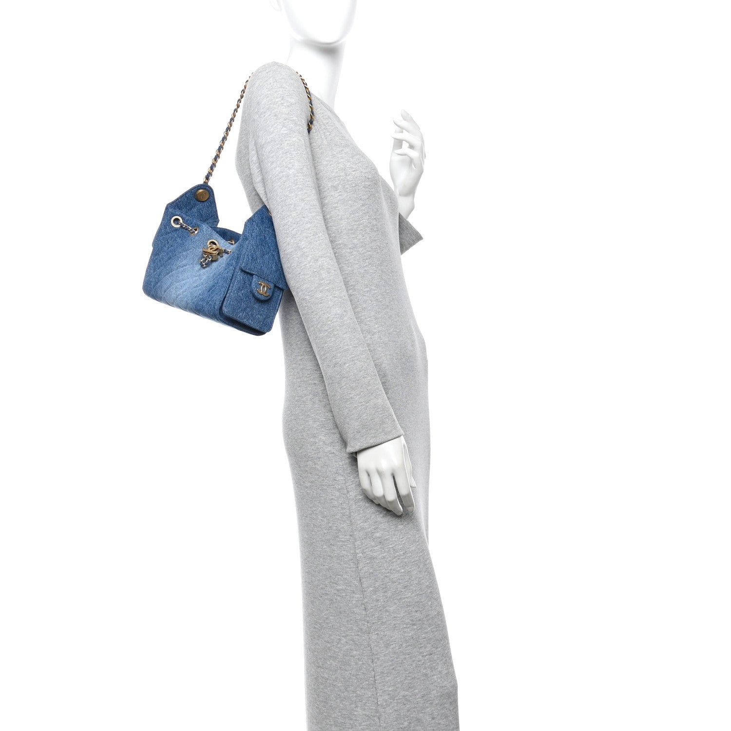 Chanel Washed Denim Quilted Mini Chanel 25 Handbag Blue