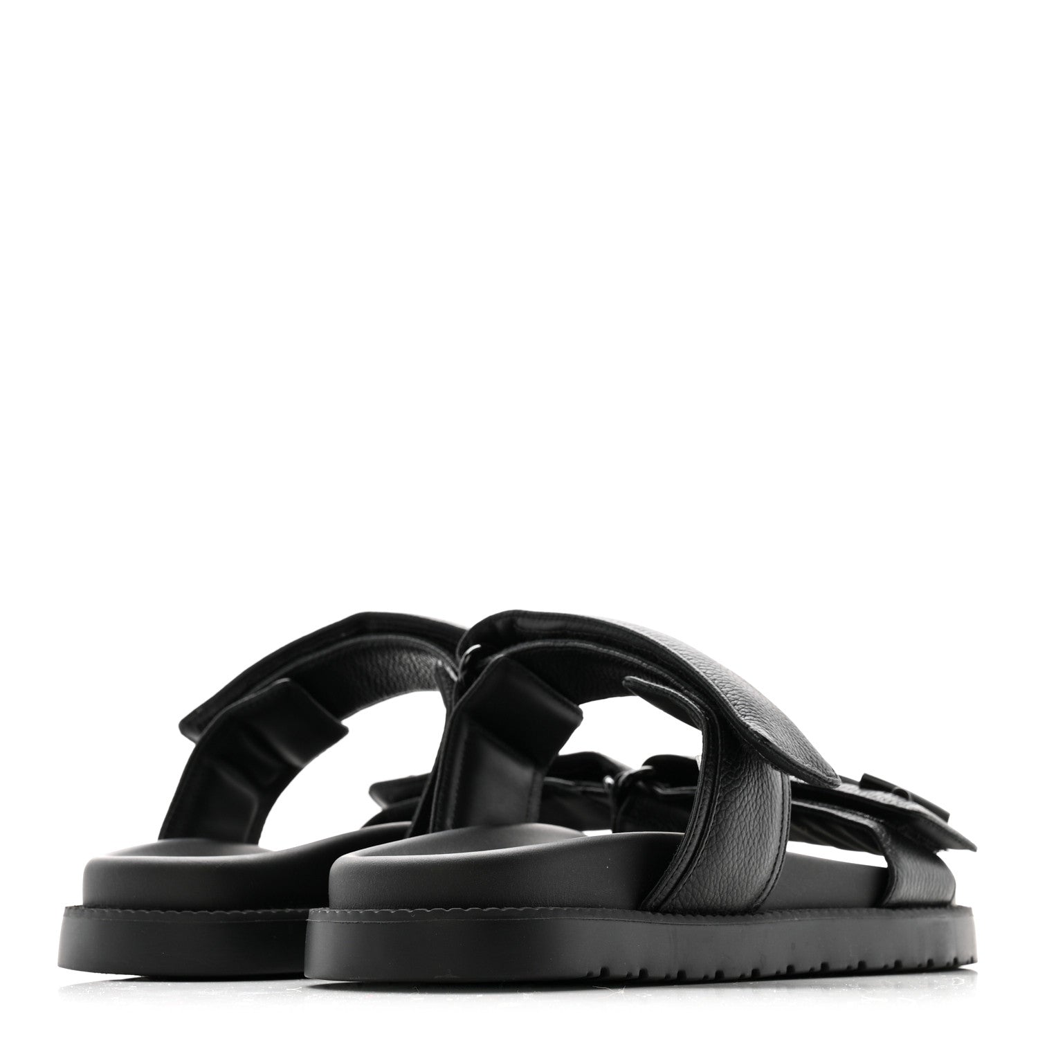 Louis Vuitton Grained Calfskin Sunset Comfort Flat Sandals 38 Black