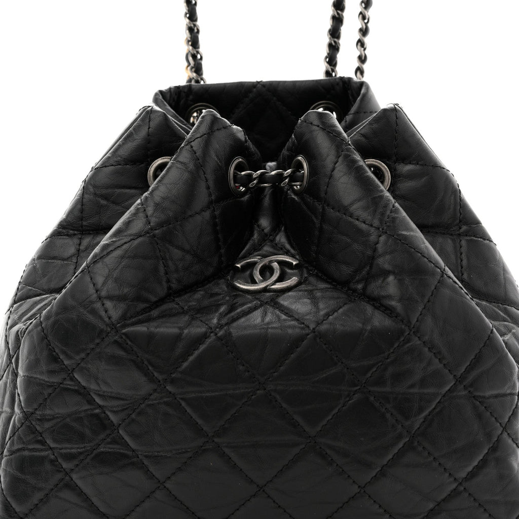 Chanel Aged Calfskin Quilted Small Gabrielle Backpack Black