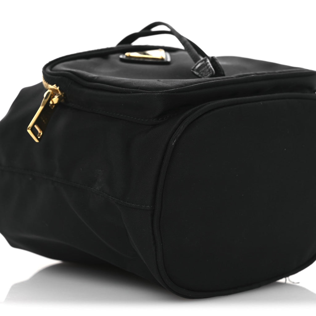 Prada Saffiano Tessuto Nylon Mini Bucket Crossbody Bag Black