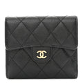 Caviar Quilted Compact Flap Wallet Black