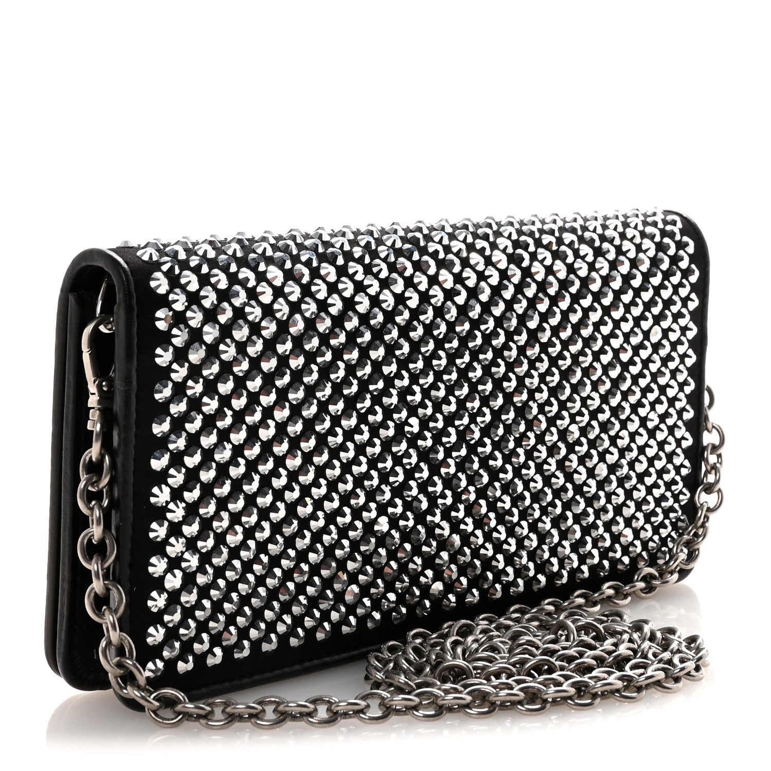 Prada Satin Crystal Metal Triangle Logo Mini Crossbody Bag Cristal