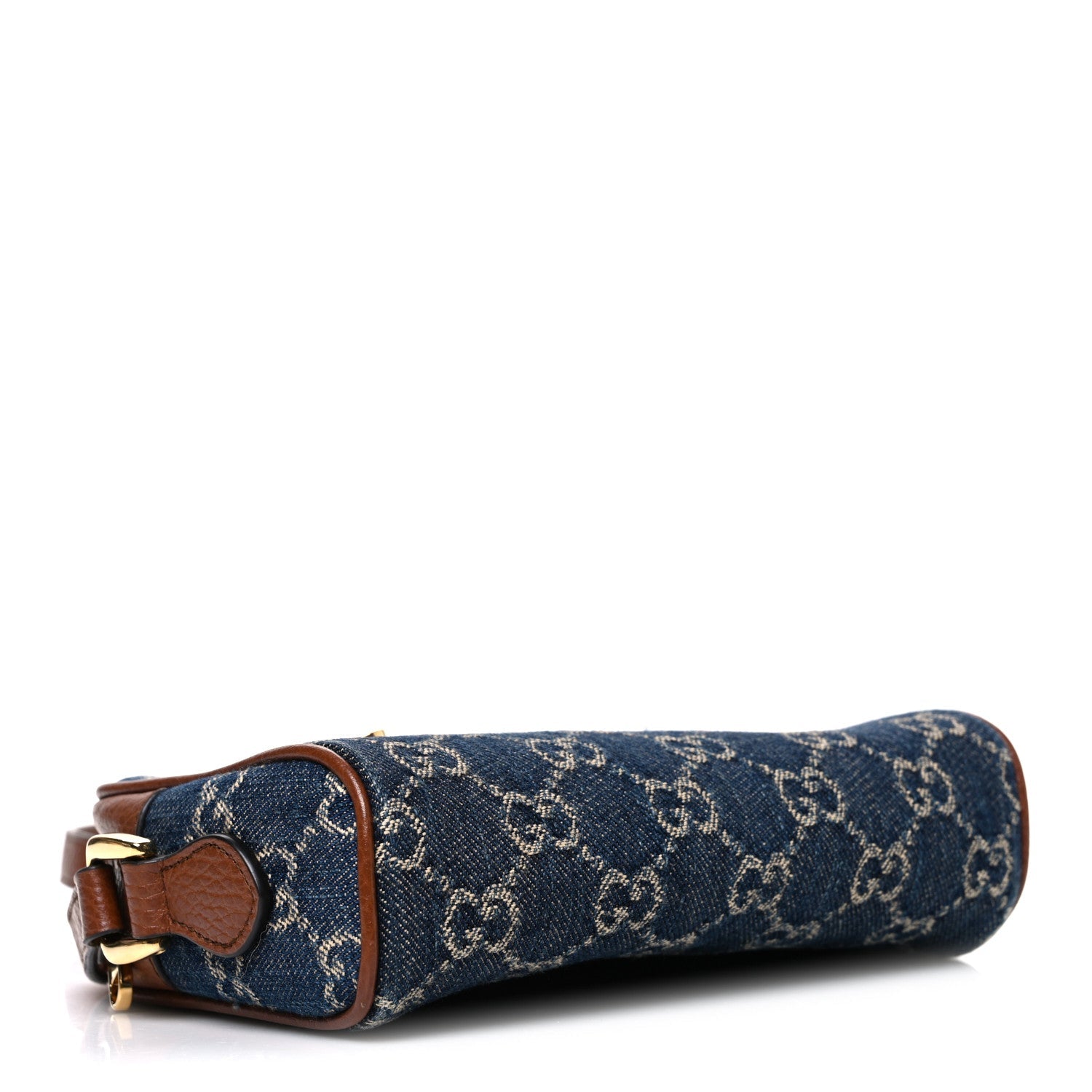 Gucci New Denim GG Monogram Dollar Calfskin Mini Ophidia Shoulder Bag Blue Tea Cuir Epilog