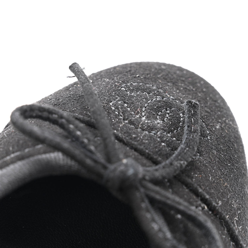 Chanel Suede Quilted Cap Toe CC Ballerina Flats 39.5 Black