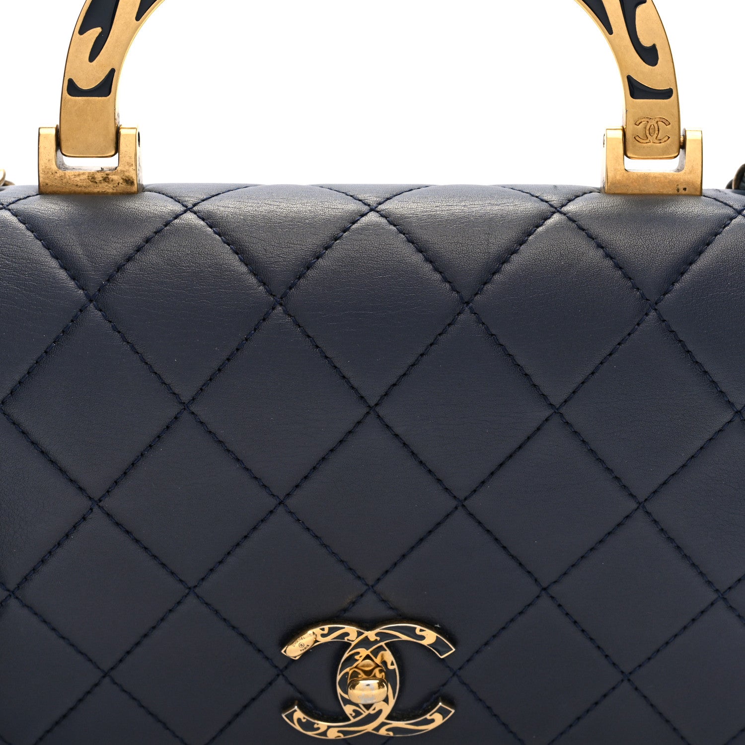 Chanel Lambskin Quilted Small Art Nouvelle Flap Bag Navy