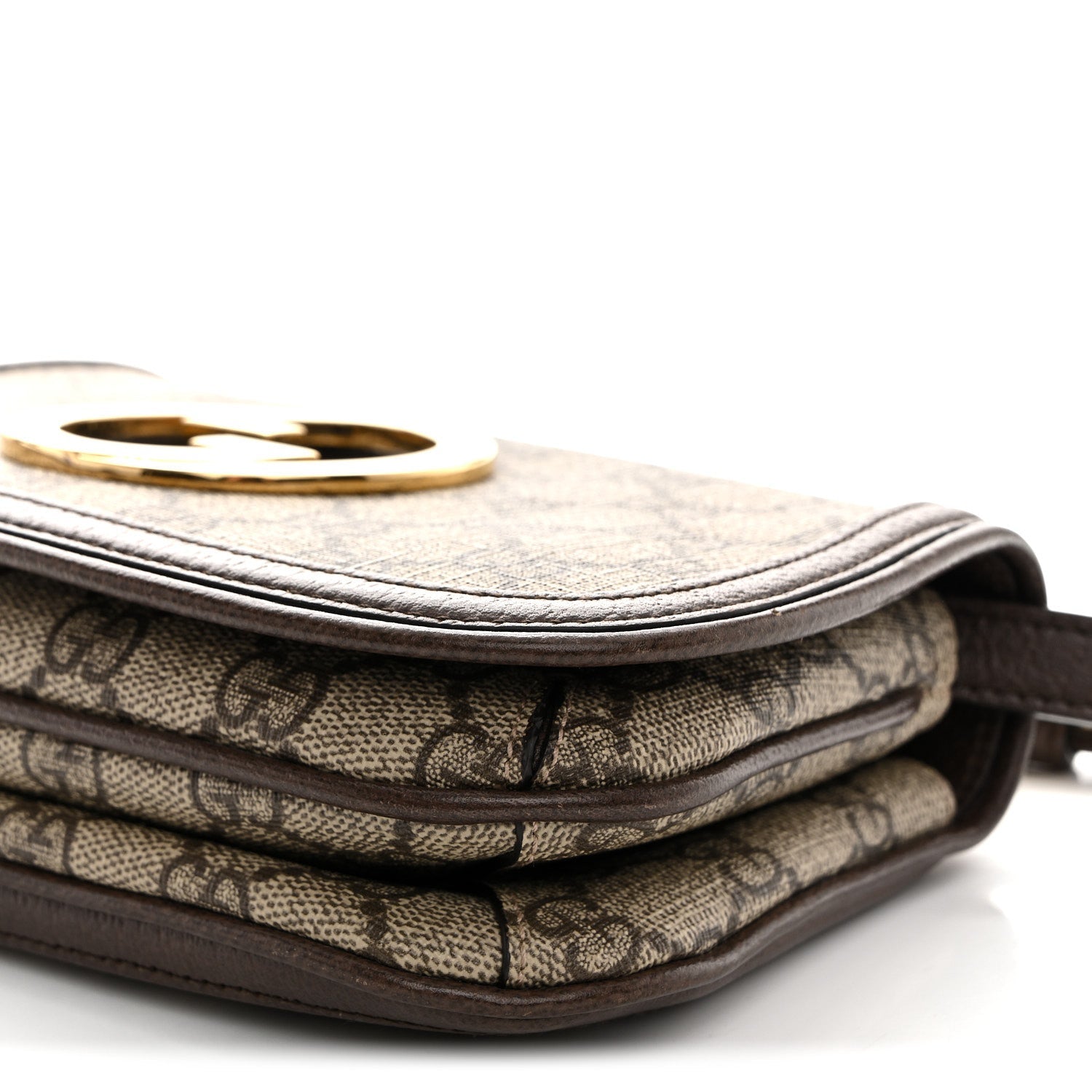 Gucci GG Supreme Monogram Textured Dollar Calfskin Mini Blondie Chain Shoulder Flap Bag Beige Ebony New Acero