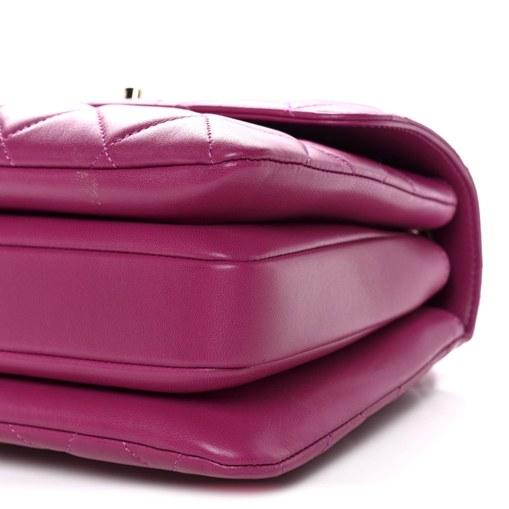 Chanel Lambskin Quilted Small Trendy CC Flap Dual Handle Bag Dark Pink