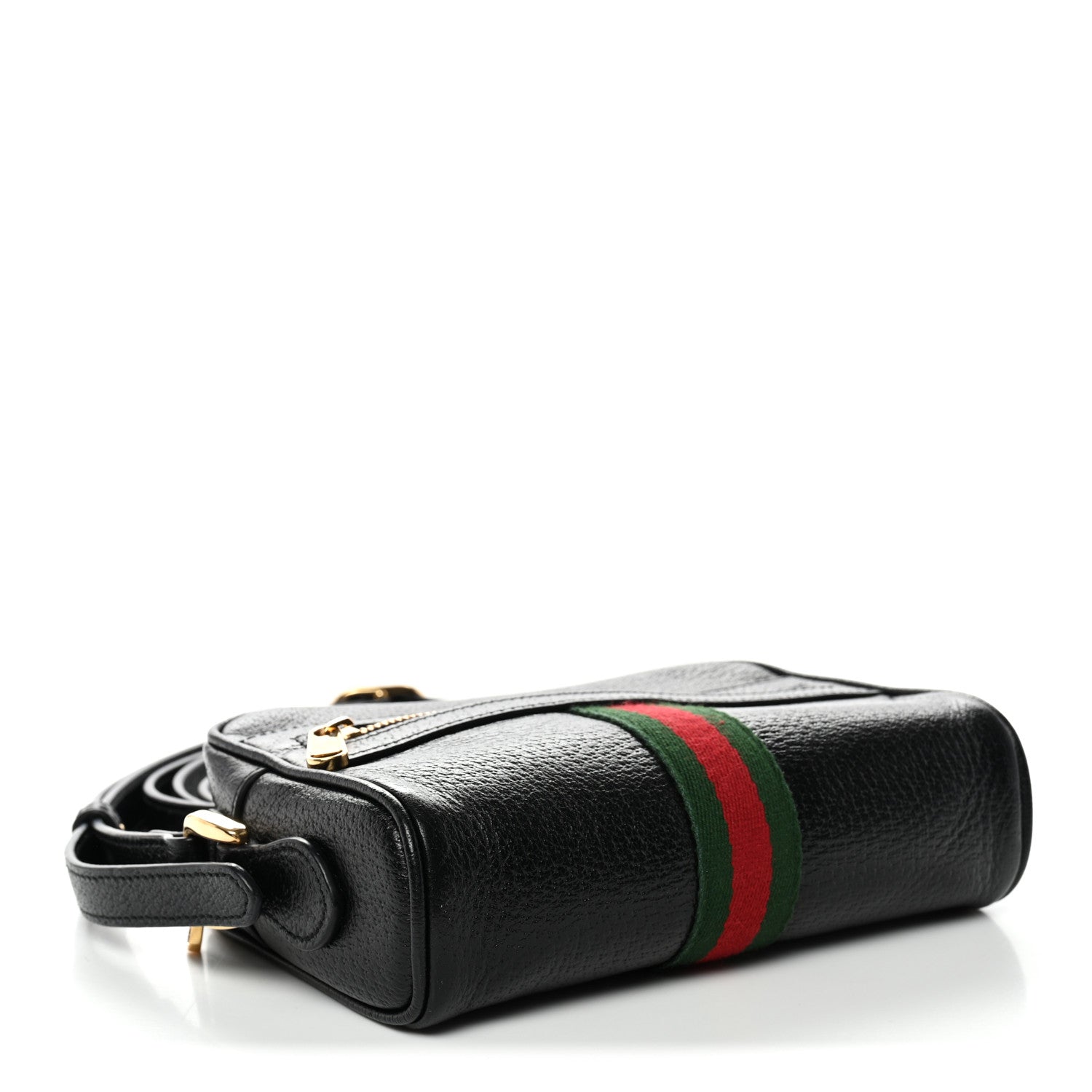 Gucci Calfskin Web Mini Ophidia Shoulder Bag Black