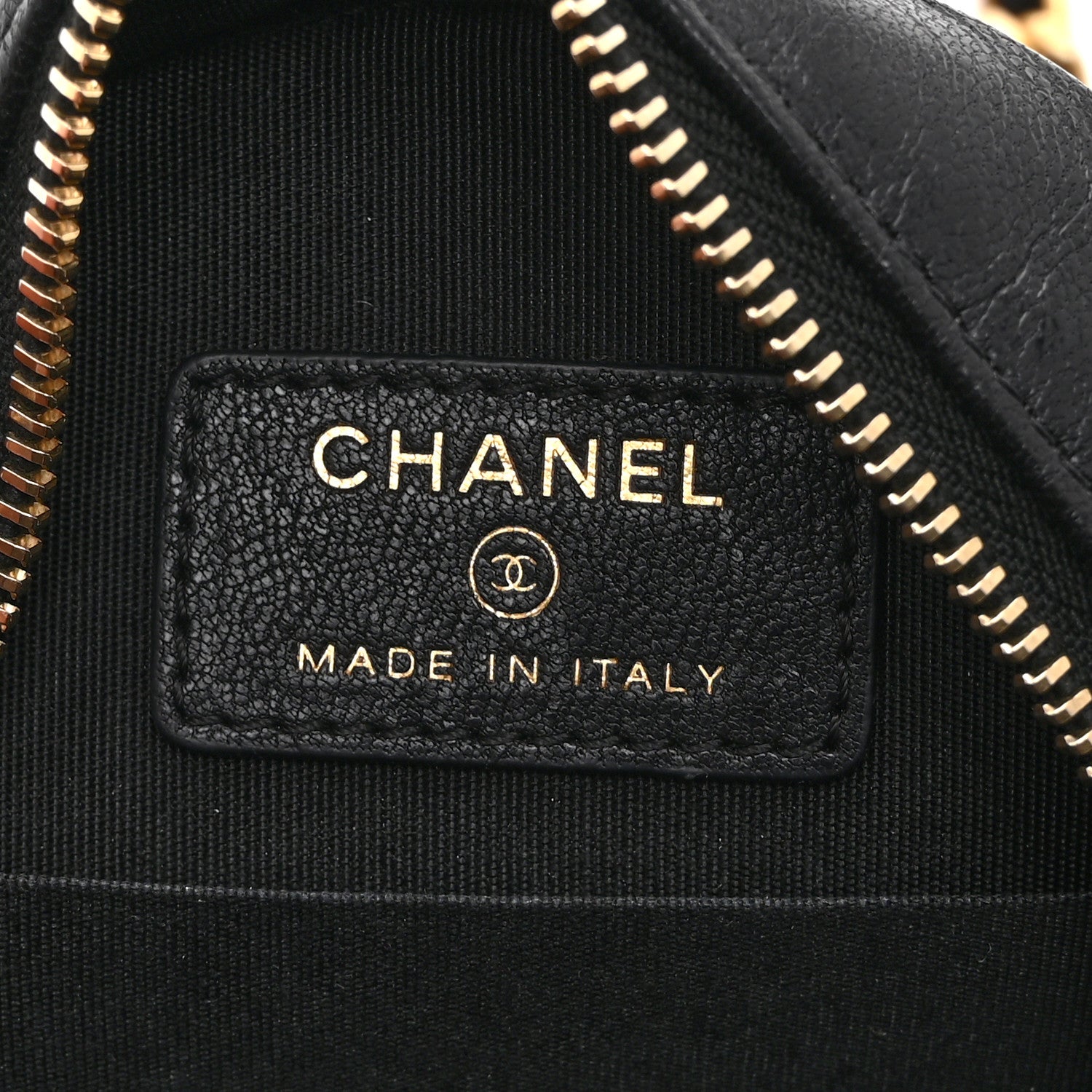 Chanel Goatskin Quilted Chanel 19 Round Clutch With Chain Black