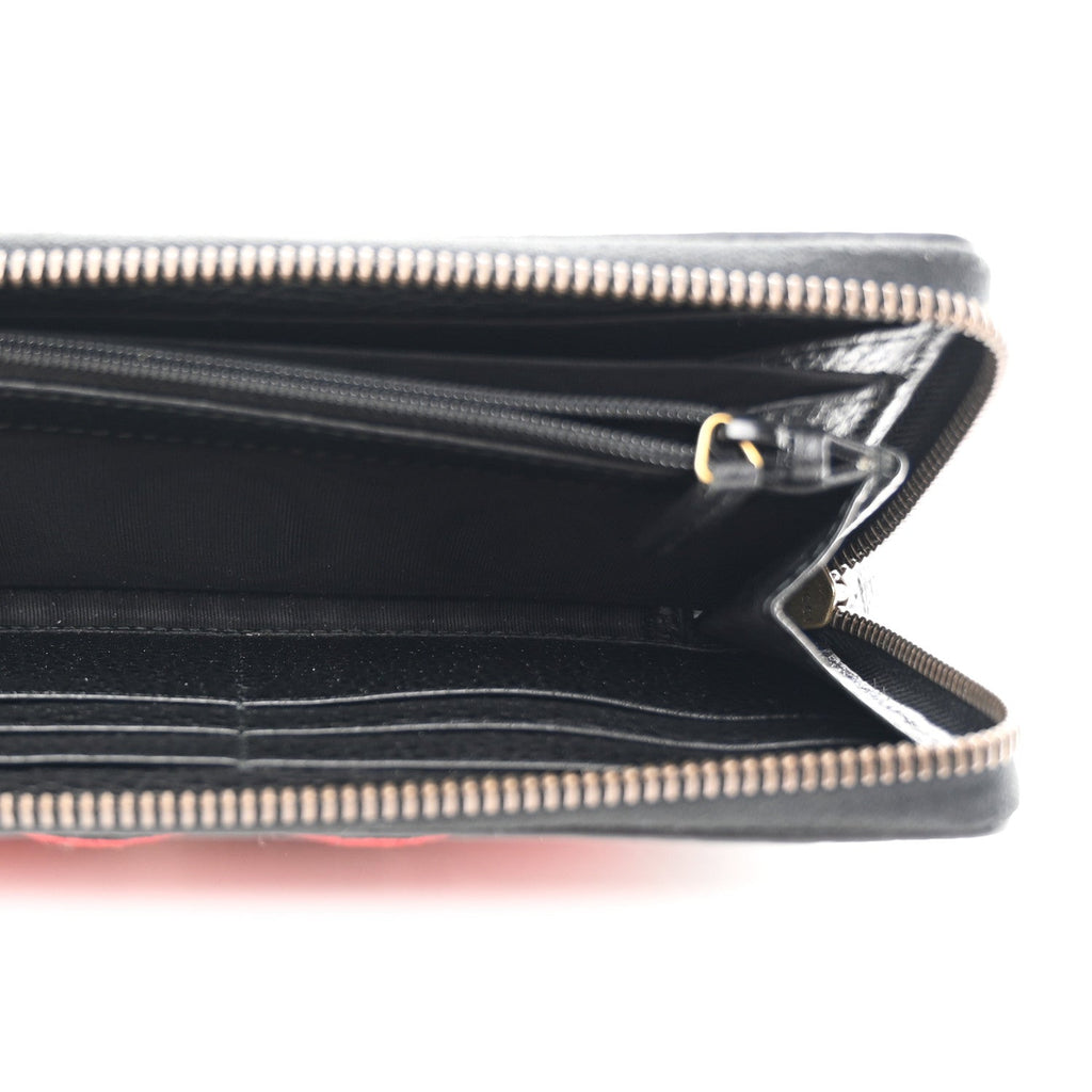 Gucci Pebbled Calfskin Blind For Love Zip Around Wallet Black