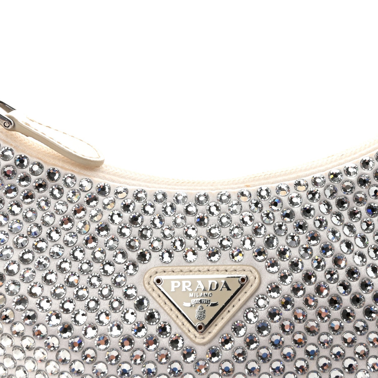 Prada Satin Crystal Mini Re-Edition 2000 Bag White