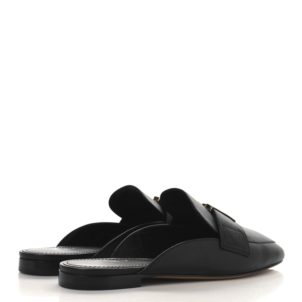 Louis Vuitton Calfskin LV Mare Open Back Loafers 40 Black