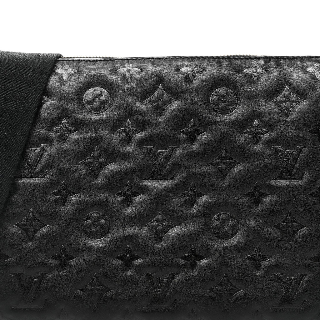 Louis Vuitton Lambskin Embossed Monogram Coussin PM Black