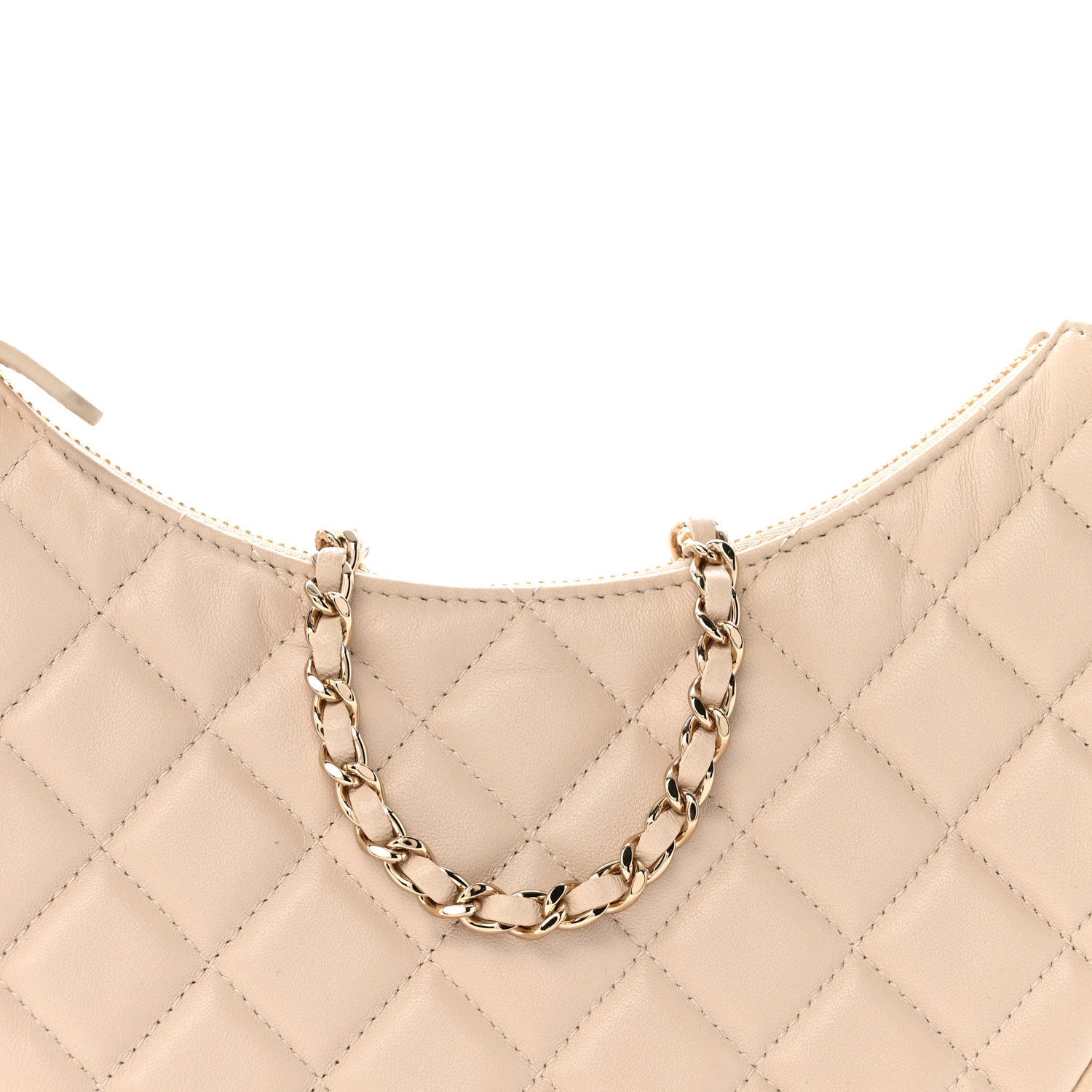 Chanel Lambskin Quilted Small Hobo Bag Light Beige