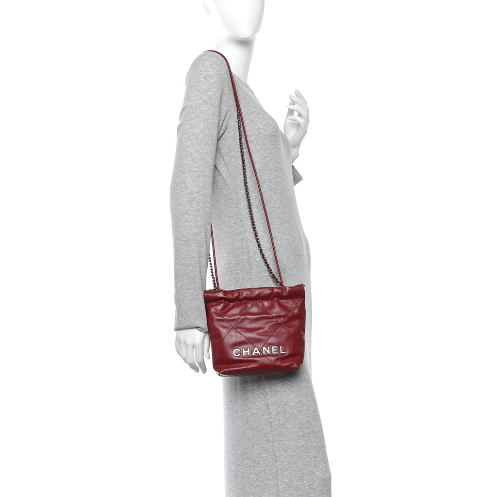 Chanel Shiny Calfskin Quilted Mini Chanel 22 Red