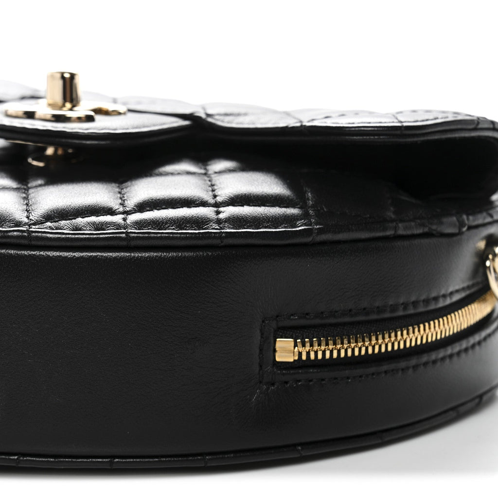 Chanel Lambskin Quilted CC In Love Heart Bag Black
