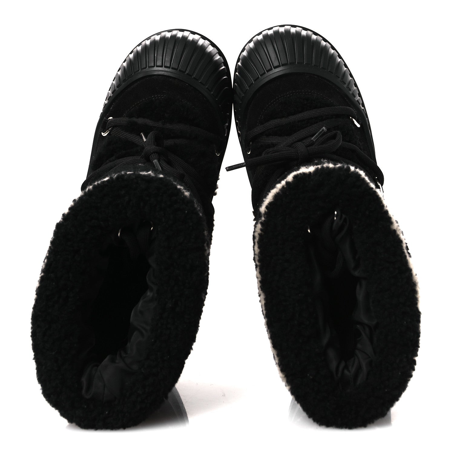 Louis Vuitton Suede Shearling Polar Flat Half Boots 40 Black