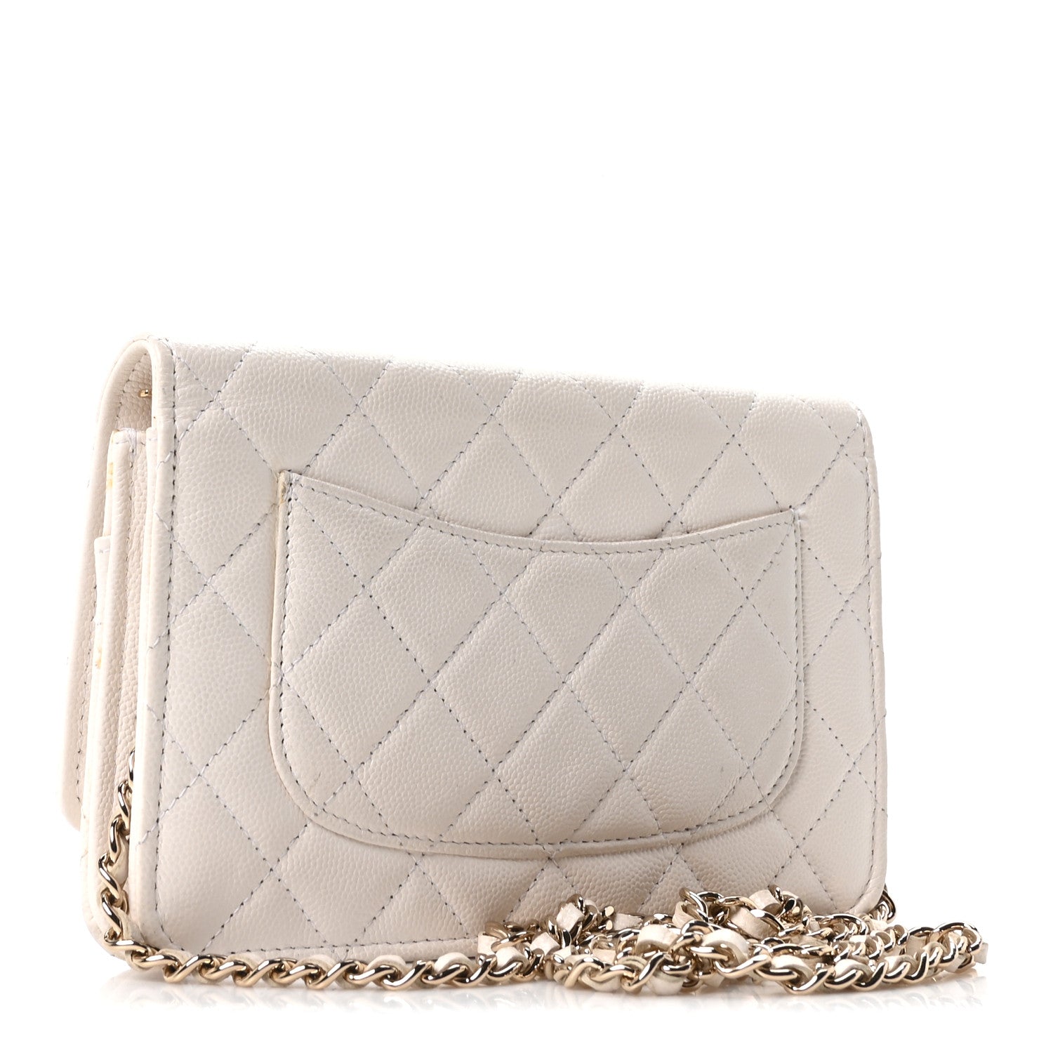 Chanel Caviar Quilted Wallet On Chain WOC White