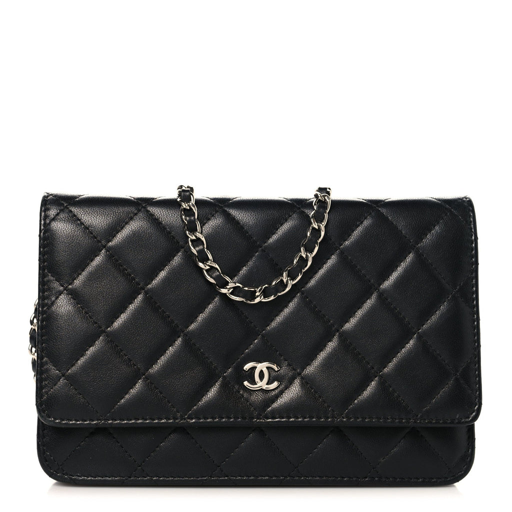 Chanel Lambskin Quilted Wallet On Chain WOC Black