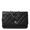 Chanel Lambskin Quilted Wallet On Chain WOC Black