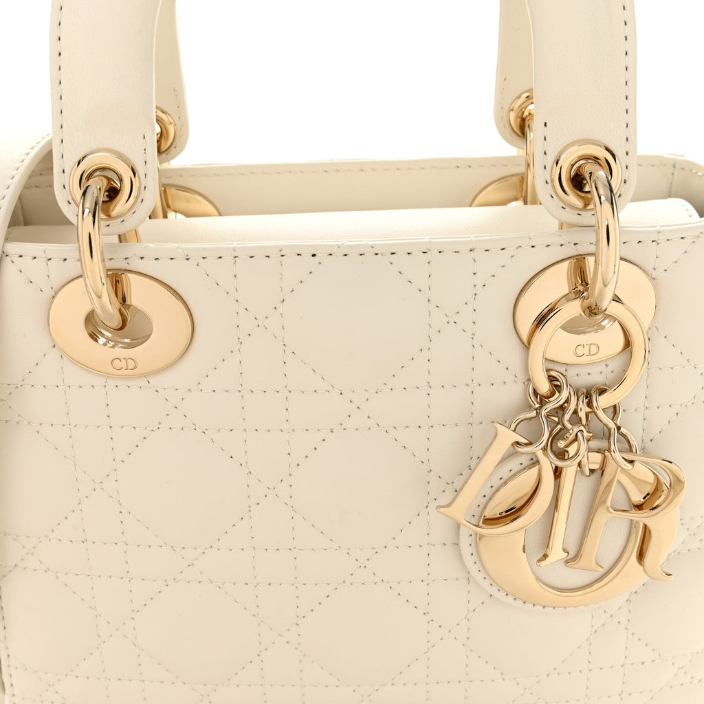 Christian Dior Lambskin Cannage Small My ABCDior Lady Dior White