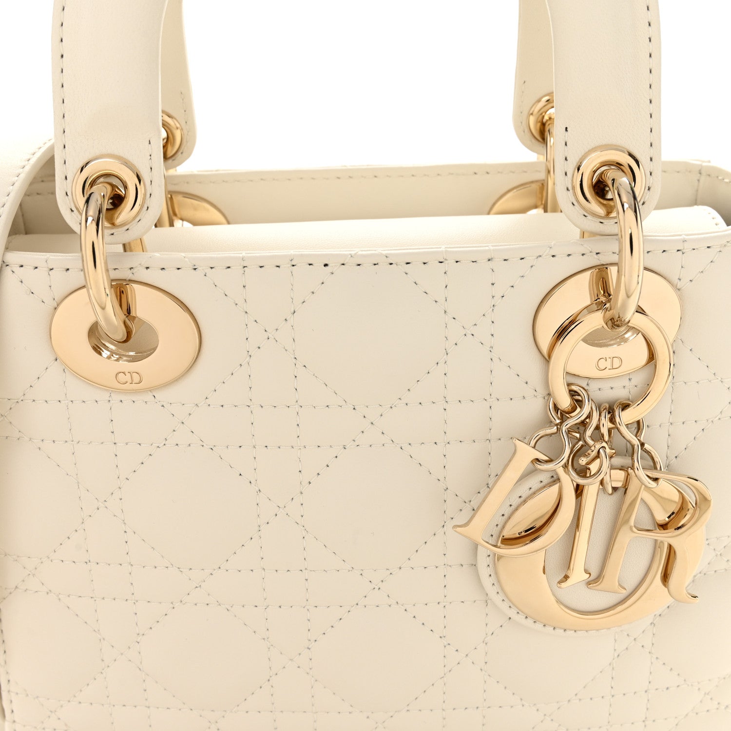 Christian Dior Lambskin Cannage Small My ABCDior Lady Dior White
