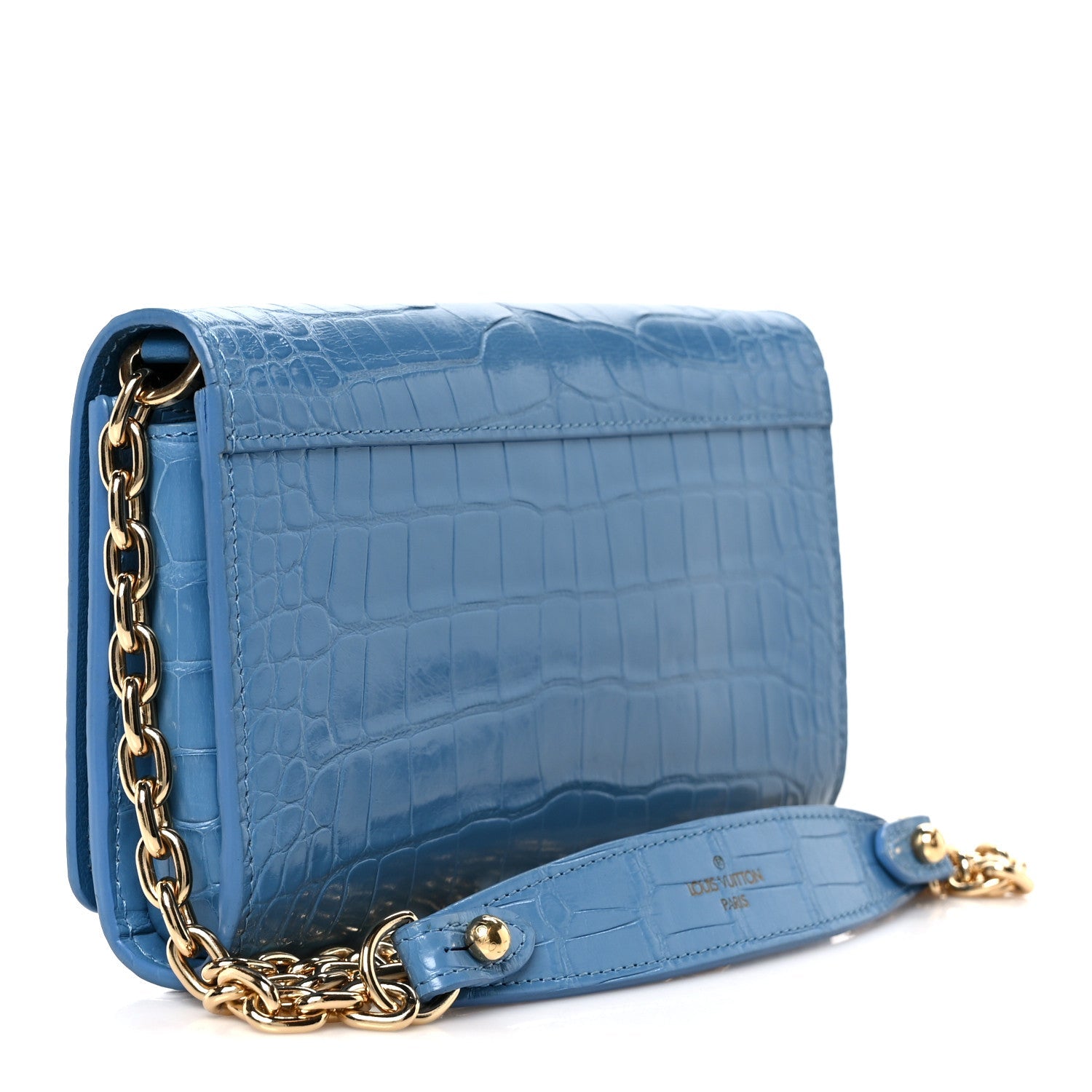 Louis Vuitton Crocodile Twist Chain Wallet Bleuet
