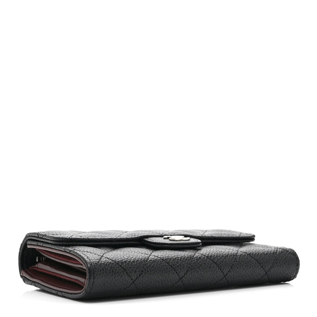 Caviar Quilted Medium Flap Wallet Black