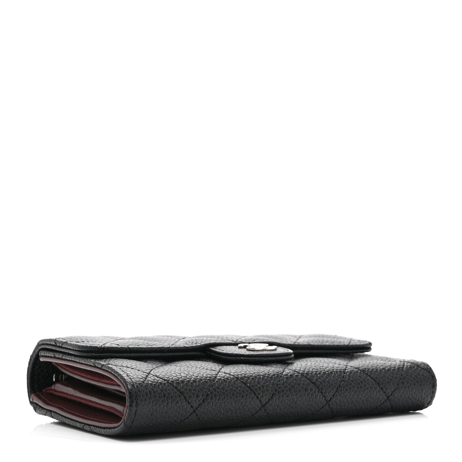 Caviar Quilted Medium Flap Wallet Black